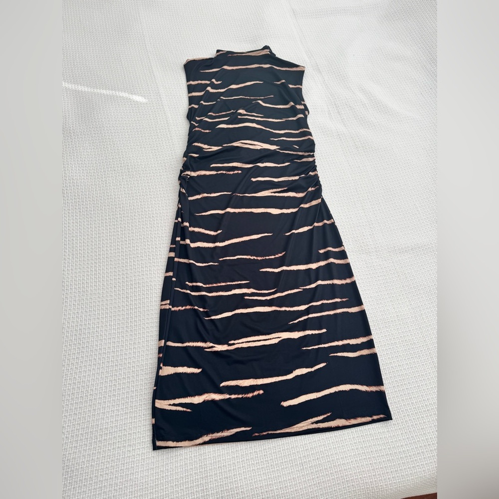 H&M Black and Cream Striped Dress